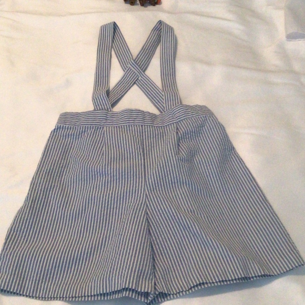 Toddler sir sucker striped pattern suspender style shorts 100% cotton size 4T